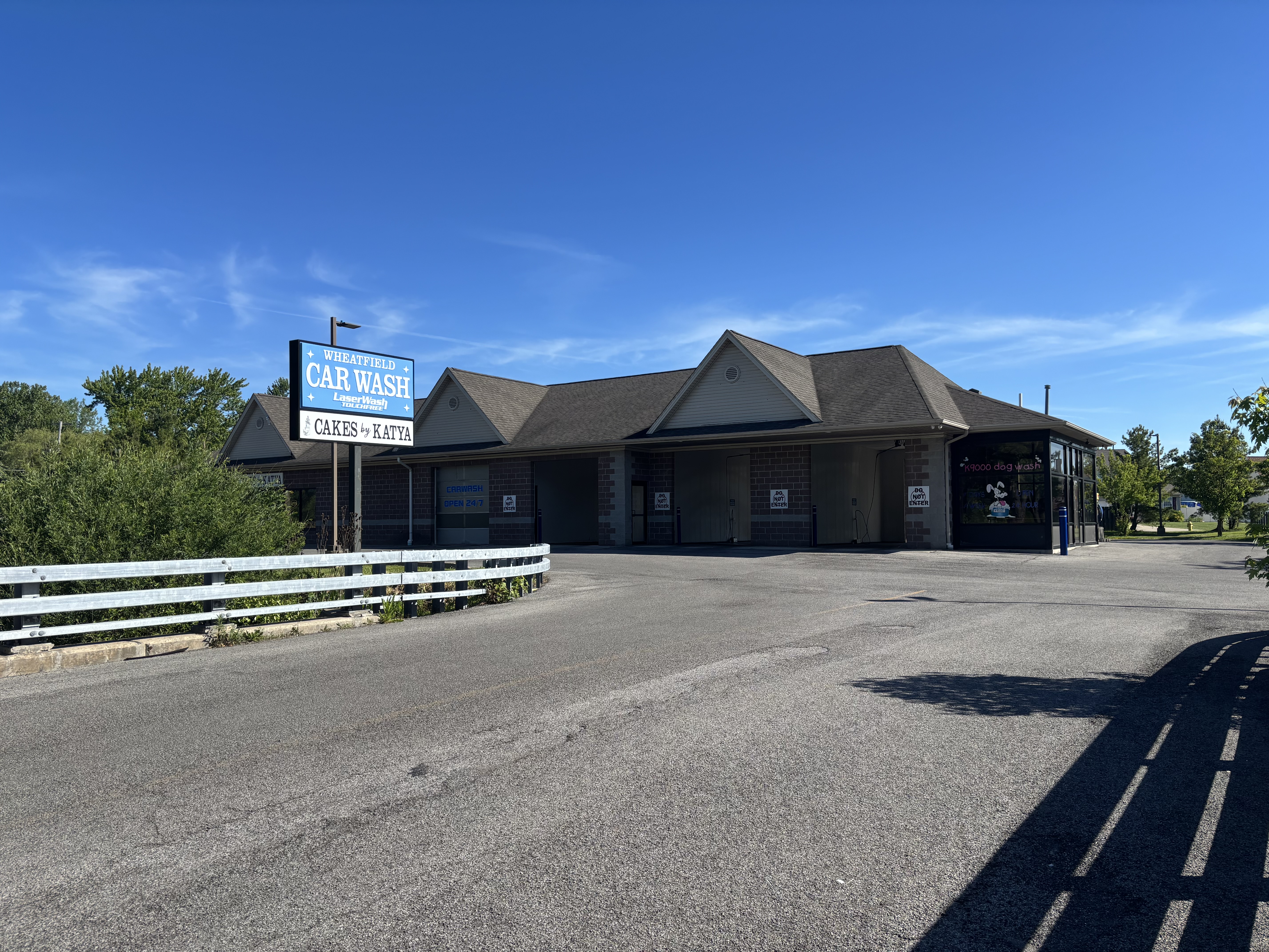 Exterior of the car wash building